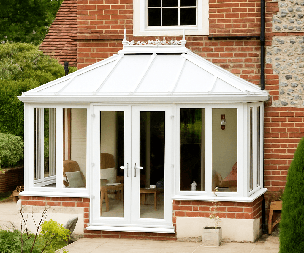 Chartwell green conservatory after UPVC spraying